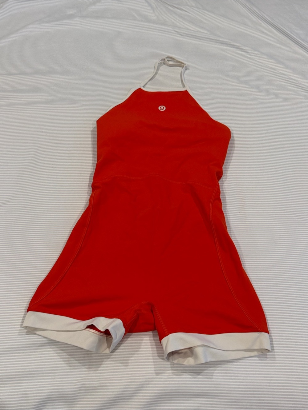 lululemon athletica Red Strappy Halterneck Jumpsuit with White Trim